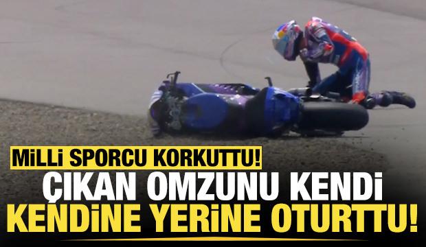 MotoGP'de Toprak Razgatlıoğlu korkuttu! Kaza sonrası &ccedil;ıkan omzunu kendi yerine oturttu
