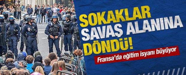 Sokaklar savaş alanına d&ouml;nd&uuml;: Fransa&rsquo;da eğitim isyanı b&uuml;y&uuml;yor