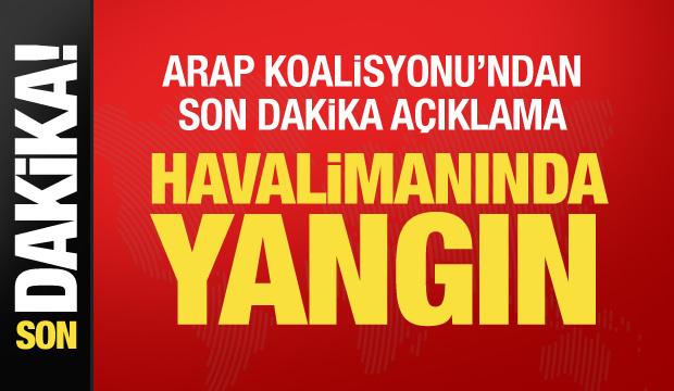 Son dakika... Riyad'daki havalimanında yangın! M&uuml;himmat isabet etti