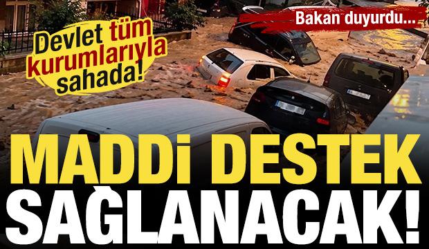Bakan duyurdu: Selde zarar g&ouml;ren ailelere maddi destek!