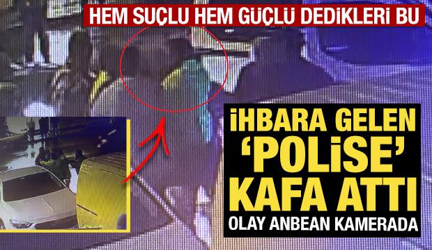 Bursa'da park halindeki araca &ccedil;arptı, ihbara gelen polise kafa attı! O anlar kamerada 