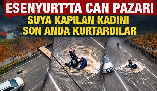 Esenyurt'ta can pazarı: Suya kapılan kadını b&ouml;yle kurtardılar