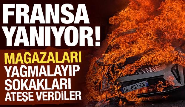 Fransa'da protestolar kontrolden &ccedil;ıktı: D&uuml;kkanlar ve ara&ccedil;lar kundaklandı