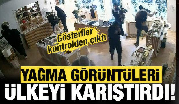 Fransa'da protestolar kontrolden &ccedil;ıktı!  İş yerleri yağmalandı