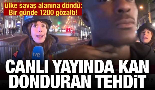 Fransa'daki eylemlerde 1200 g&ouml;zaltı! Canlı yayında endişe uyandıran tehdit