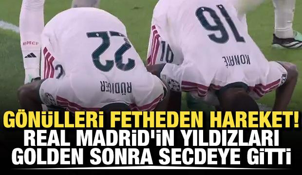 G&ouml;n&uuml;lleri fetheden hareket! Real Madrid'in yıldızları golden sonra secdeye gitti