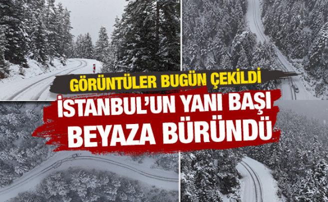 G&ouml;r&uuml;nt&uuml;ler bug&uuml;n &ccedil;ekildi: İstanbul'un yanı başı beyaza b&uuml;r&uuml;nd&uuml;