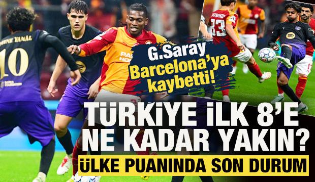 G.Saray, Barcelona'ya kaybetti! T&uuml;rkiye ilk 8'e ne kadar yakın? &Uuml;lke puanında son durum
