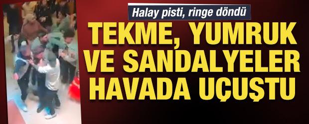 Halay pisti, ringe d&ouml;nd&uuml;: Tekme, yumruk ve sandalyeler havada u&ccedil;uştu