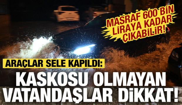 İstanbul'da ara&ccedil;lar sele kapıldı! Mağdurlar ne yapacak? Kaskosu olmayanlar dikkat