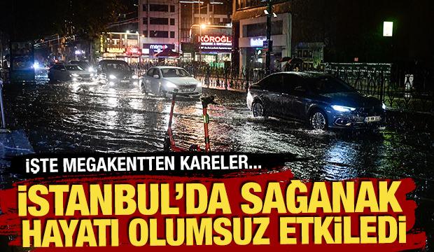 İstanbul'da sağanak hayatı olumsuz etkiledi! İşte şehirden manzaralar