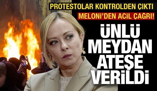 İsyan ateşi b&uuml;y&uuml;yor: Milano'daki &uuml;nl&uuml; meydan ateşe verildi