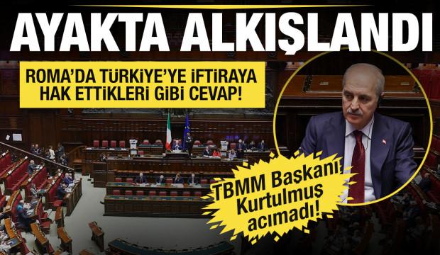 TBMM Başkanı Kurtulmuş'tan Roma'da Rum temsilciye sert ayar! Cevabı ayakta alkışlandı