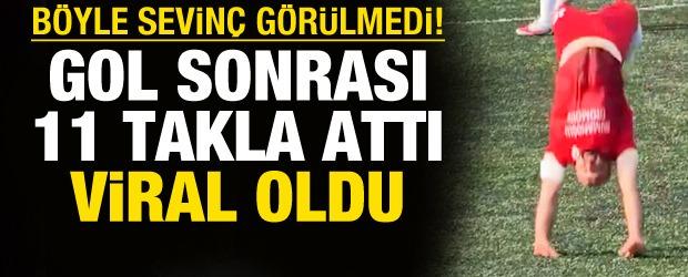 B&ouml;yle sevin&ccedil; g&ouml;r&uuml;lmedi! Gol sonrası 11 takla attı, viral oldu