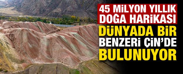 Erzurum&rsquo;un 45 milyon yıllık doğa harikası: G&ouml;kkuşağı Tepeleri sonbaharda b&uuml;y&uuml;ledi