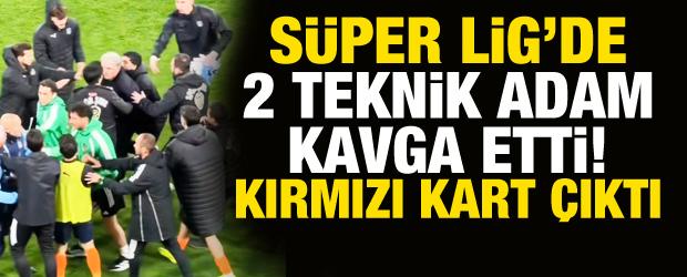 S&uuml;per Lig'de iki teknik adam birbirine girdi! Kırmızı kart &ccedil;ıktı