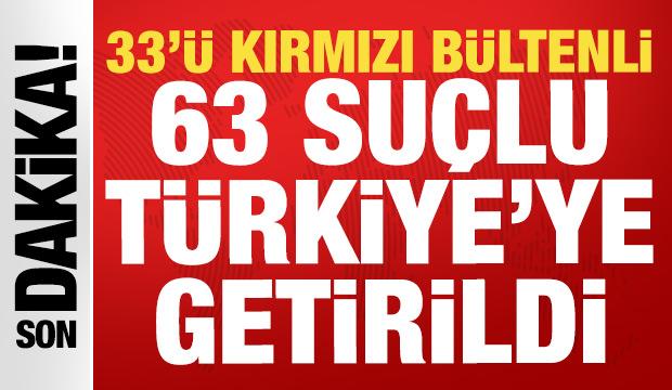 33'&uuml; kırmızı b&uuml;ltenli olmak &uuml;zere 63 su&ccedil;lu T&uuml;rkiye'ye getirildi