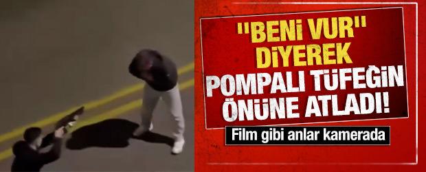 Ankara'da filmleri aratmayan olay! "Beni vur" diyerek pompalı t&uuml;feğin &ouml;n&uuml;ne atladı!