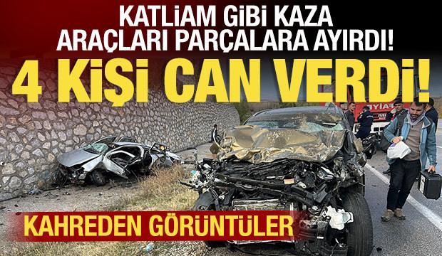 &Ccedil;orum'da katliam gibi kaza: 4 &ouml;l&uuml;, 2 yaralı!
