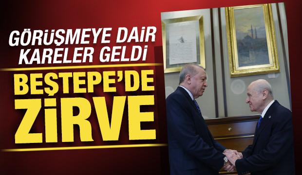 Cumhurbaşkanı Erdoğan ile MHP lideri Bah&ccedil;eli arasında kritik g&ouml;r&uuml;şme: İlk kareler geldi