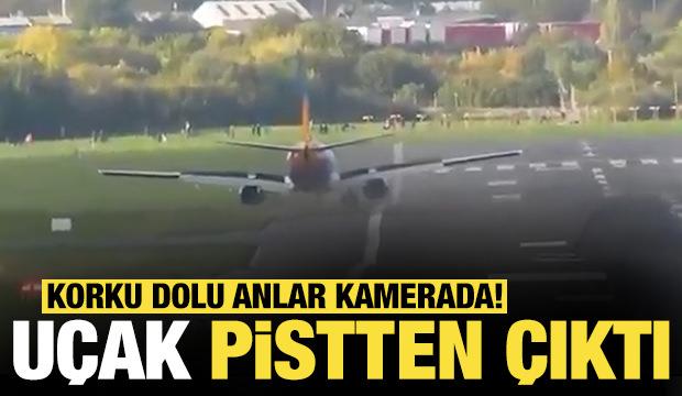 İngiltere'de yolcu u&ccedil;ağı iniş sırasında pistten &ccedil;ıktı