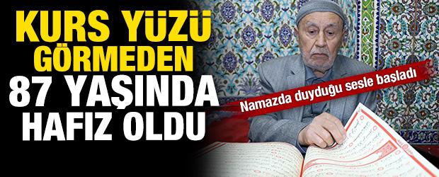 Karab&uuml;k'te imrendiren &ccedil;aba! Kurs y&uuml;z&uuml; g&ouml;rmeden 87 yaşında hafız oldu