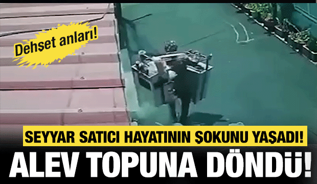 K&uuml;&ccedil;&uuml;k t&uuml;p&uuml; patlayan k&ouml;fteci bir anda alevler arasında kaldı!