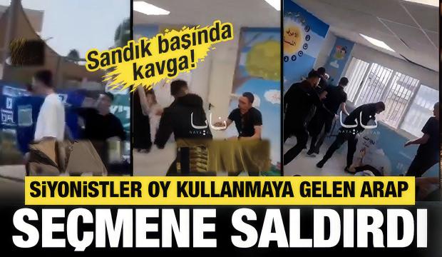Siyonist İsrailliler sandık başında Arap se&ccedil;mene saldırdı