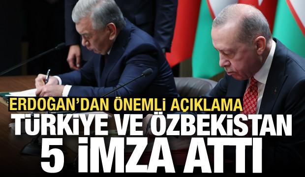 Son dakika... T&uuml;rkiye ve &Ouml;zbekistan 5 anlaşmaya imza attı