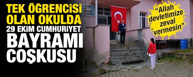 Tek &ouml;ğrencisi olan okulda 29 Ekim Cumhuriyet Bayramı t&ouml;renle kutlandı