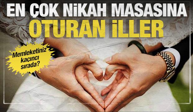 T&uuml;rkiye'de en &ccedil;ok nikah masasına oturan iller belli oldu! Memleketiniz ka&ccedil;ıncı sırada?