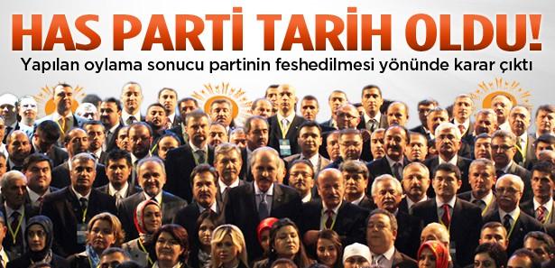 HAS Parti 12'ye karşı 165 oyla kapatıldı!