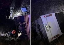 Madenci servisi uçuruma yuvarlandı: 15 yaralı