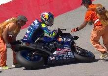 Kaza yapan milli motosiklet&ccedil;i yarışı tamamlayamadı