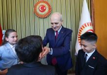 TBMM Başkanı Kurtulmuş, Milli Eğitim Bakanı Tekin ve &ccedil;ocukları kabul etti