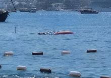 Bodrum'da su alan tekne battı