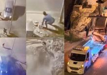 Abisiyle kavga edip otomobille &ccedil;arptı