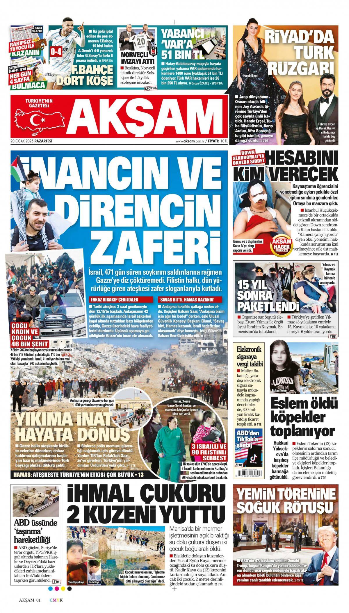 Akşam Gazetesi İlk Sayfası