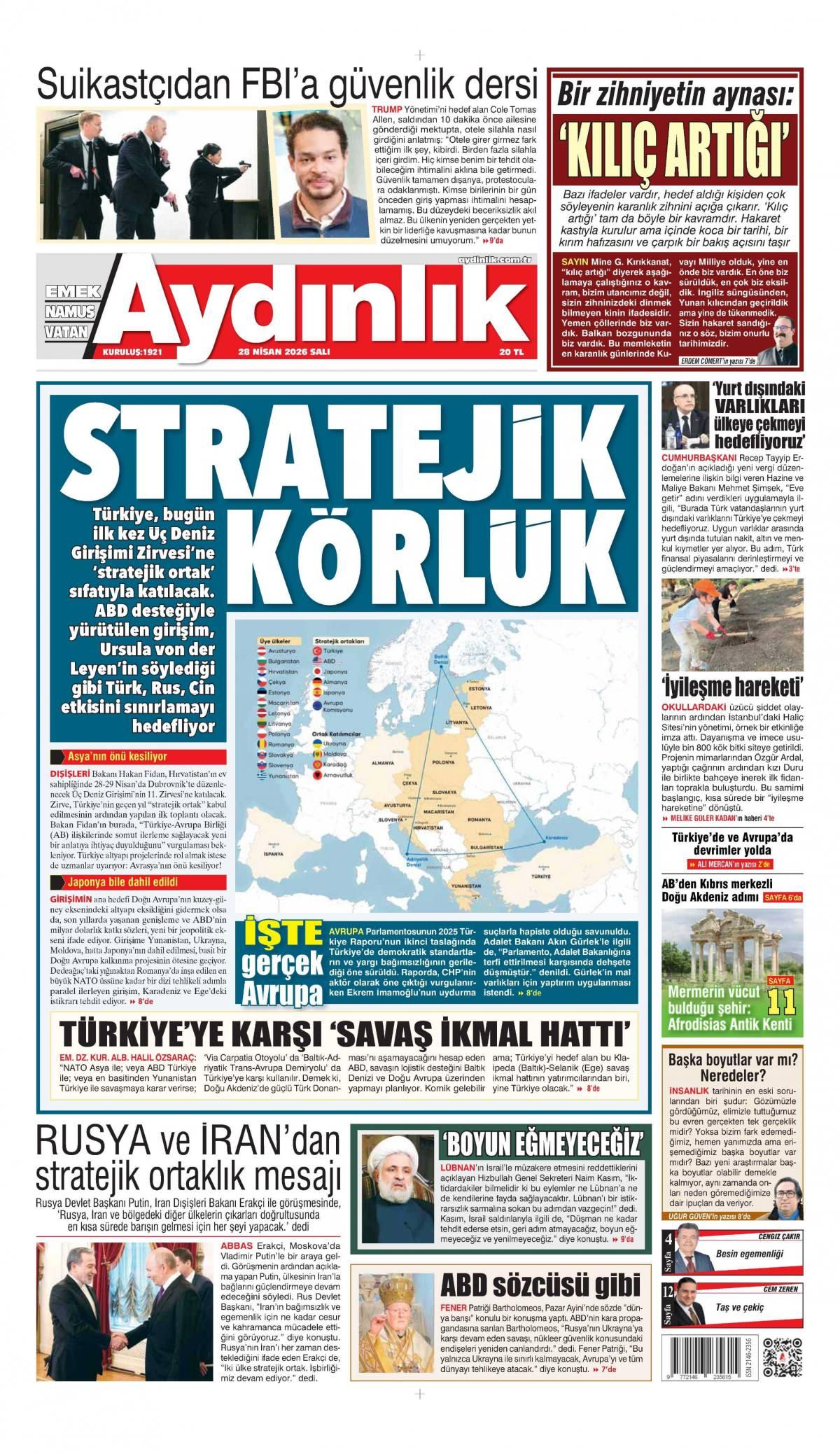 Aydınlık Gazetesi İlk Sayfası