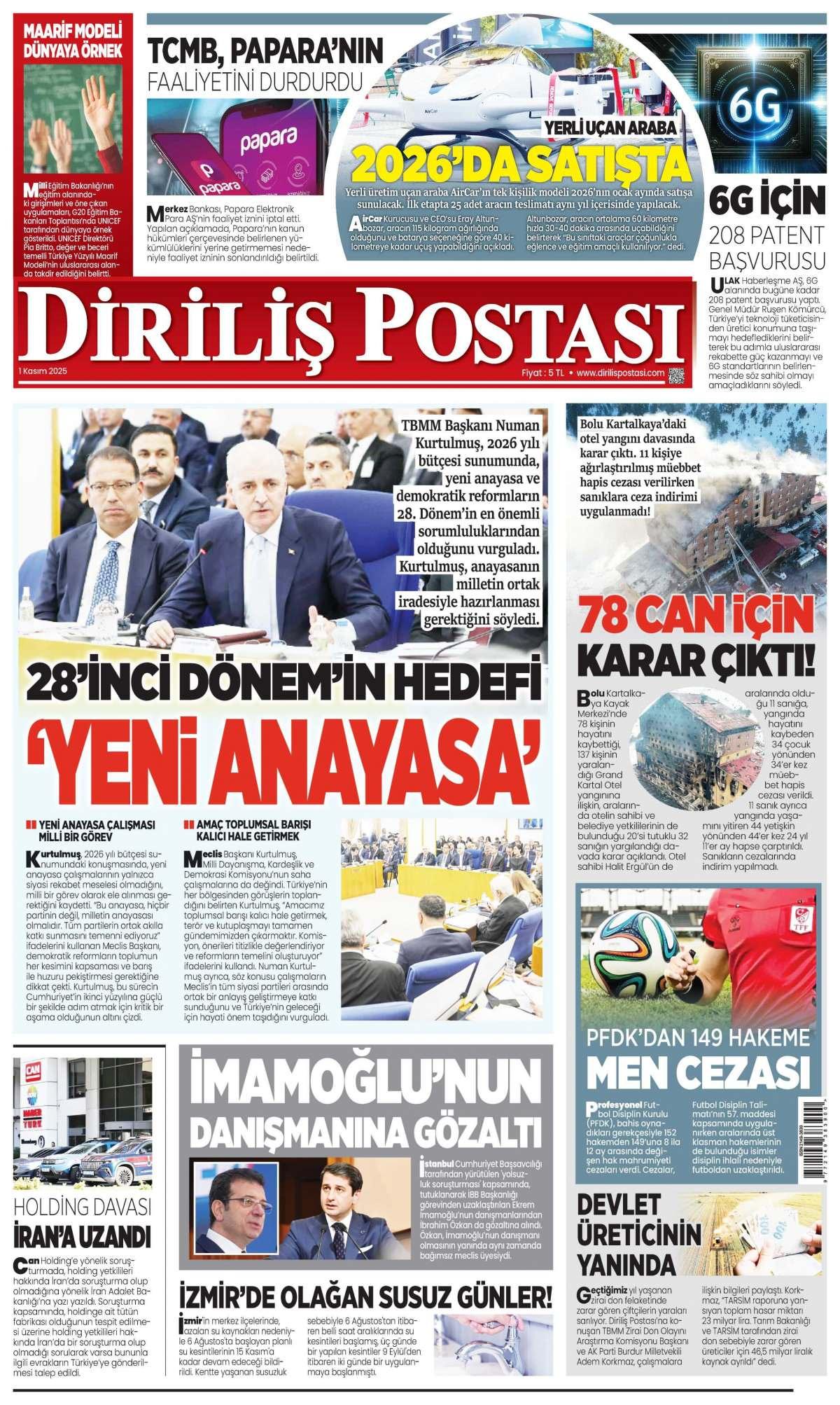 Diriliş Postası Gazetesi İlk Sayfası