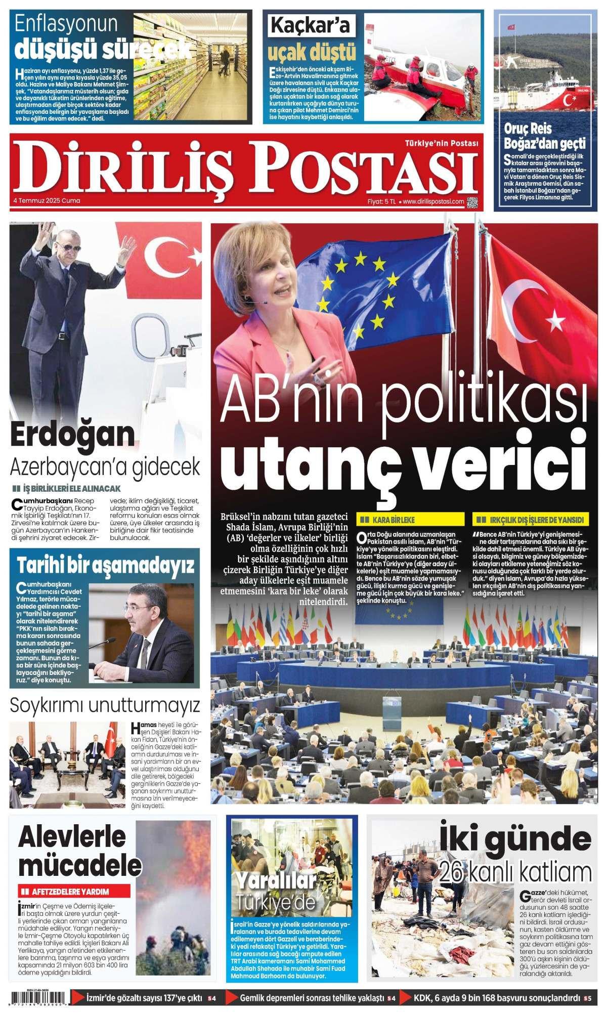 Diriliş Postası Gazetesi İlk Sayfası