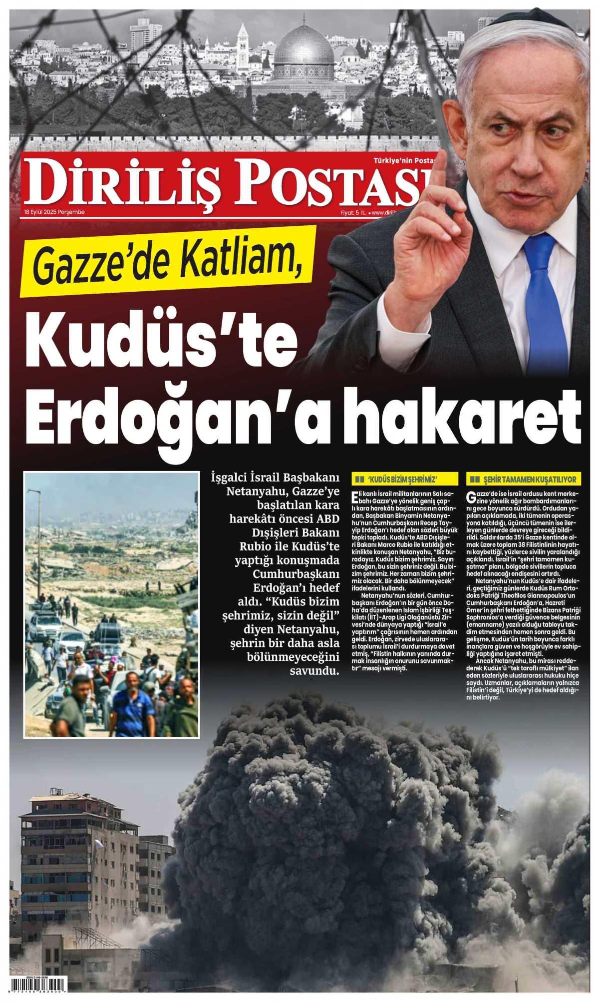 Diriliş Postası Gazetesi İlk Sayfası