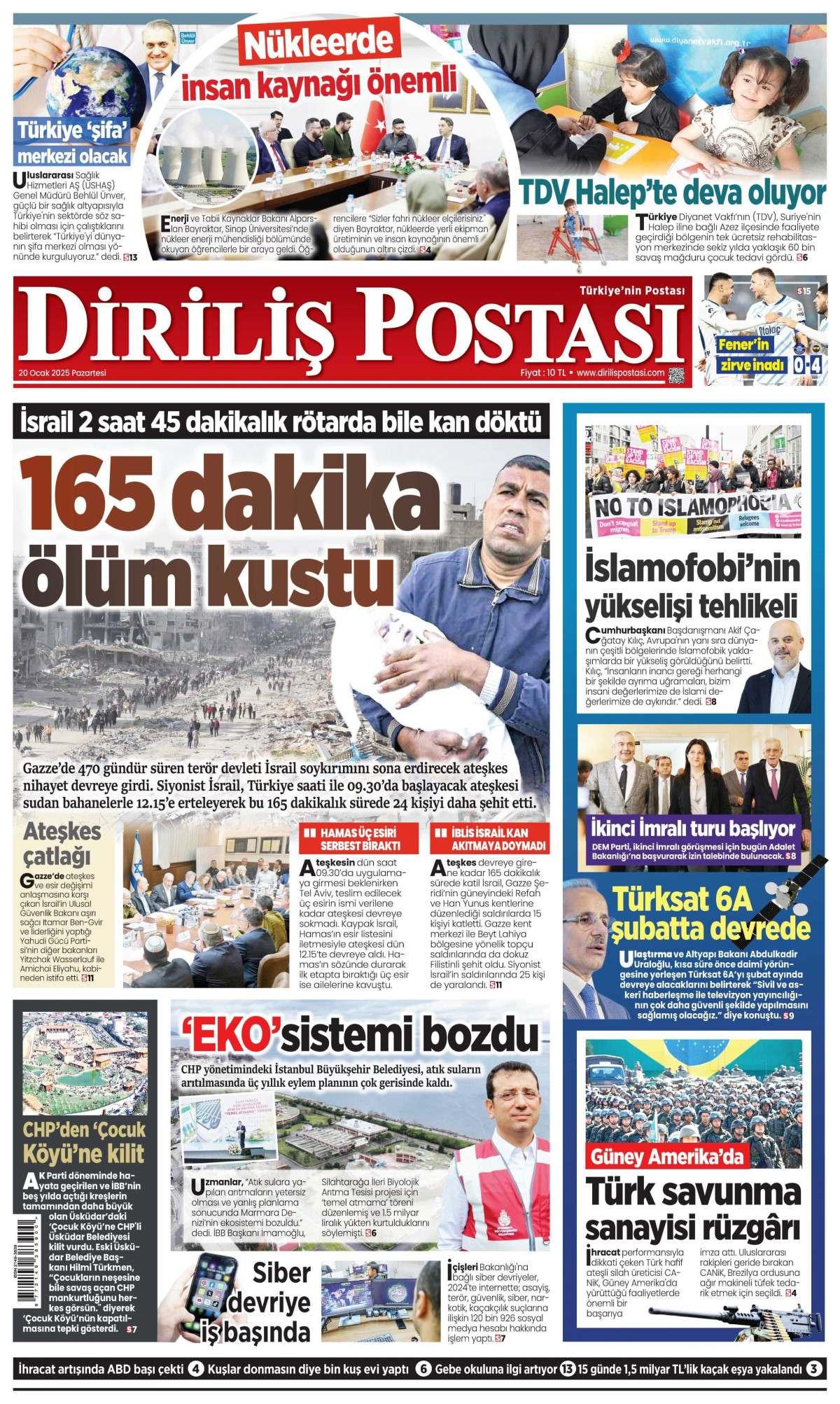 Diriliş Postası Gazetesi İlk Sayfası