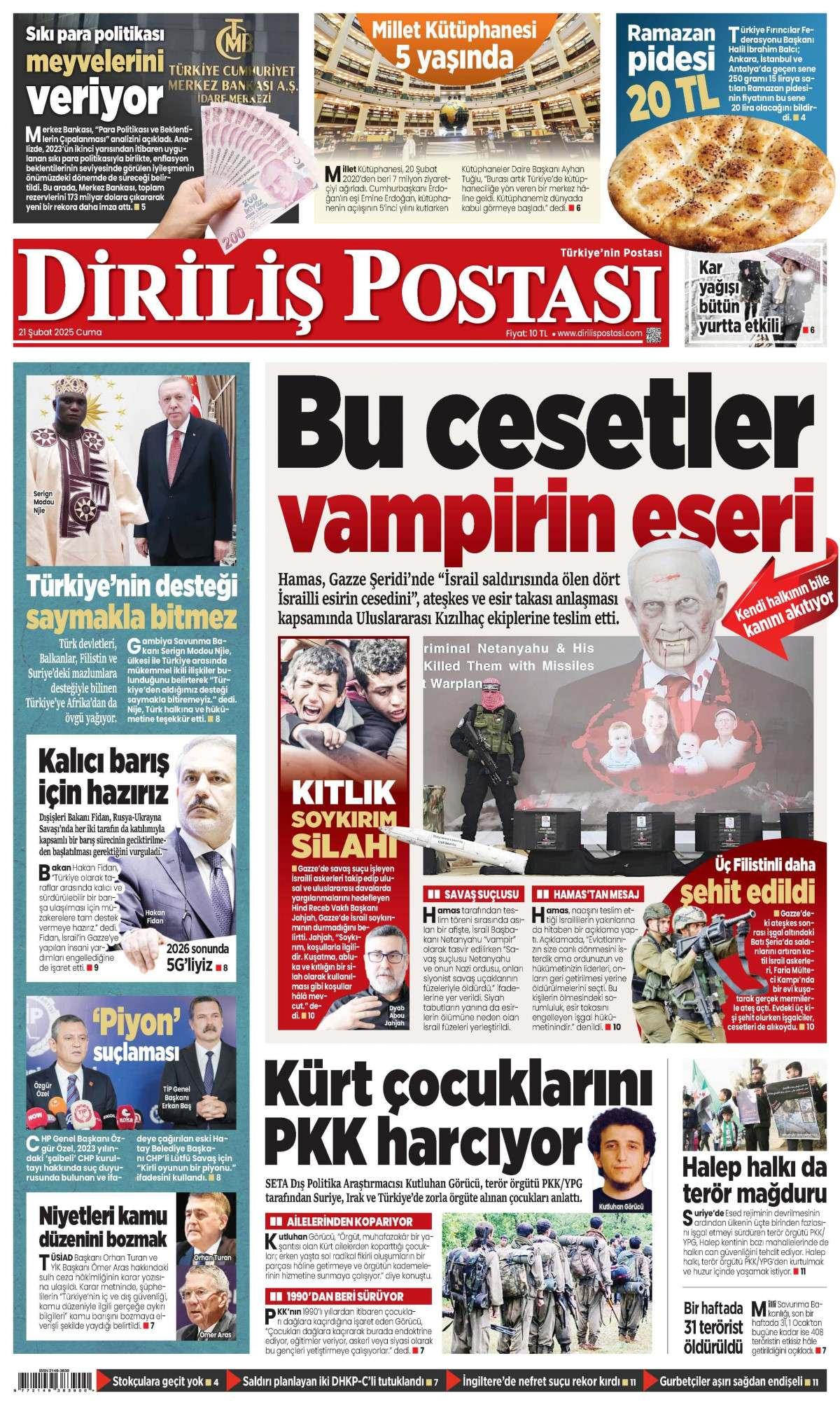 Diriliş Postası Gazetesi İlk Sayfası