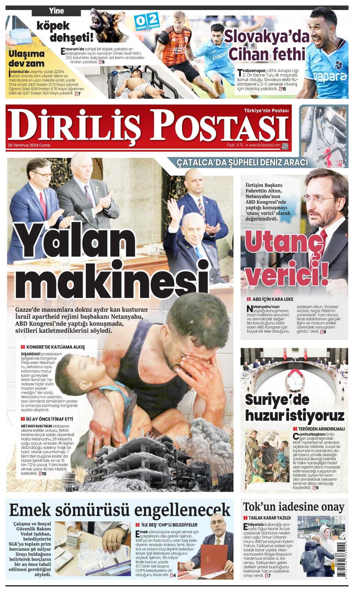 Diriliş Postası Gazetesi İlk Sayfası