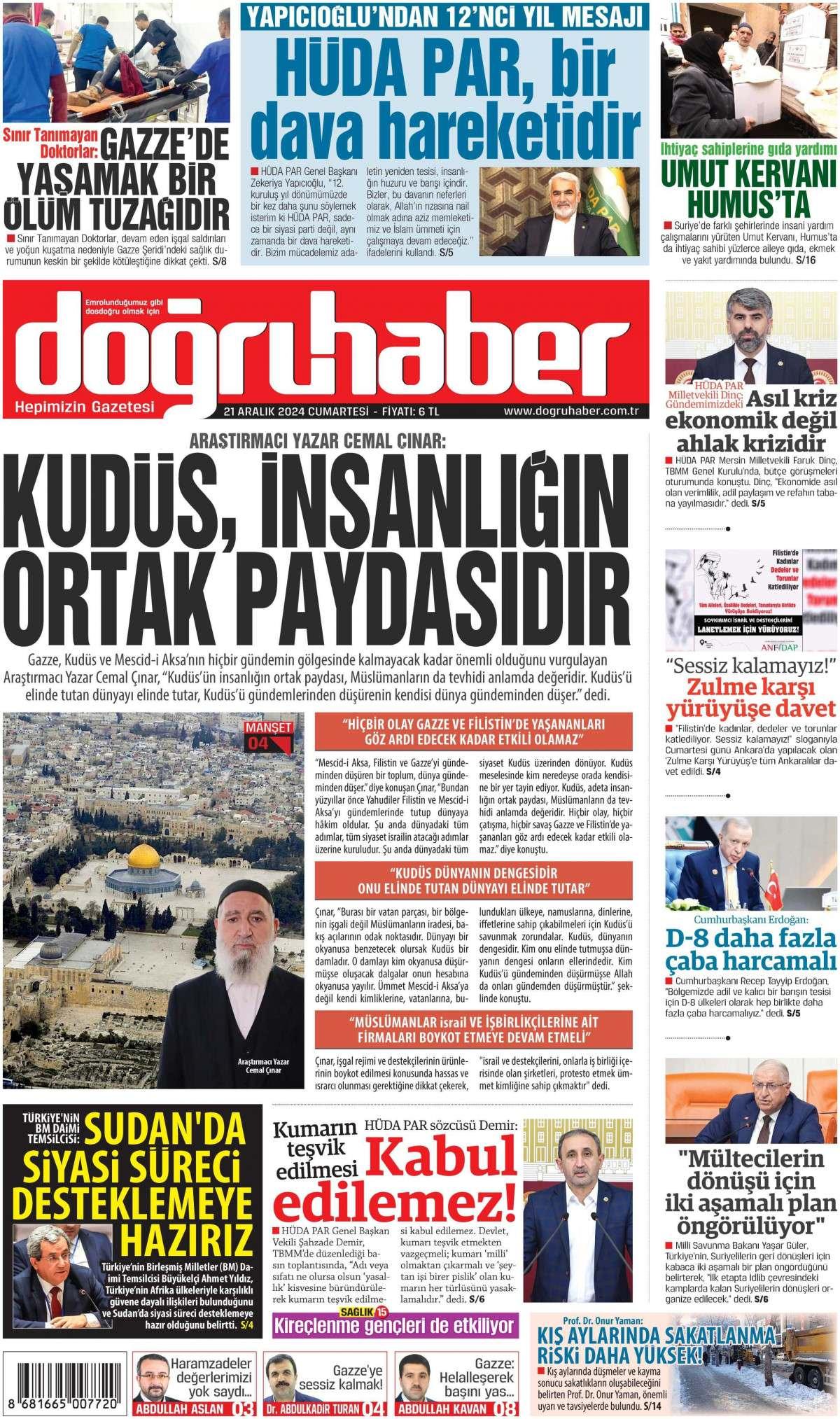 Doğru Haber Gazetesi İlk Sayfası