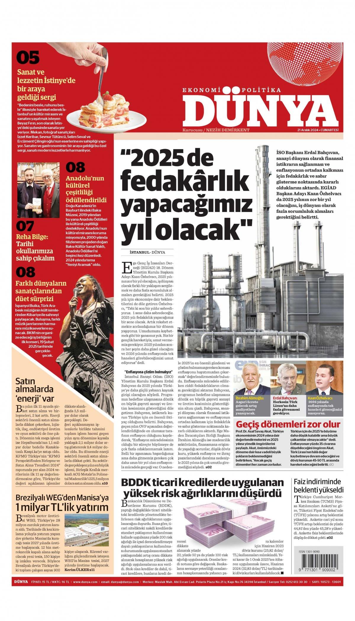 Dünya Gazetesi İlk Sayfası