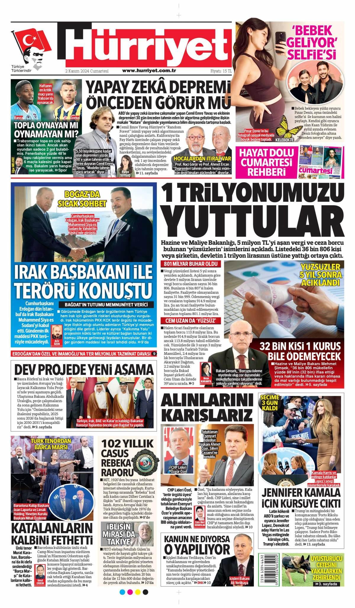 Hürriyet Gazetesi İlk Sayfası