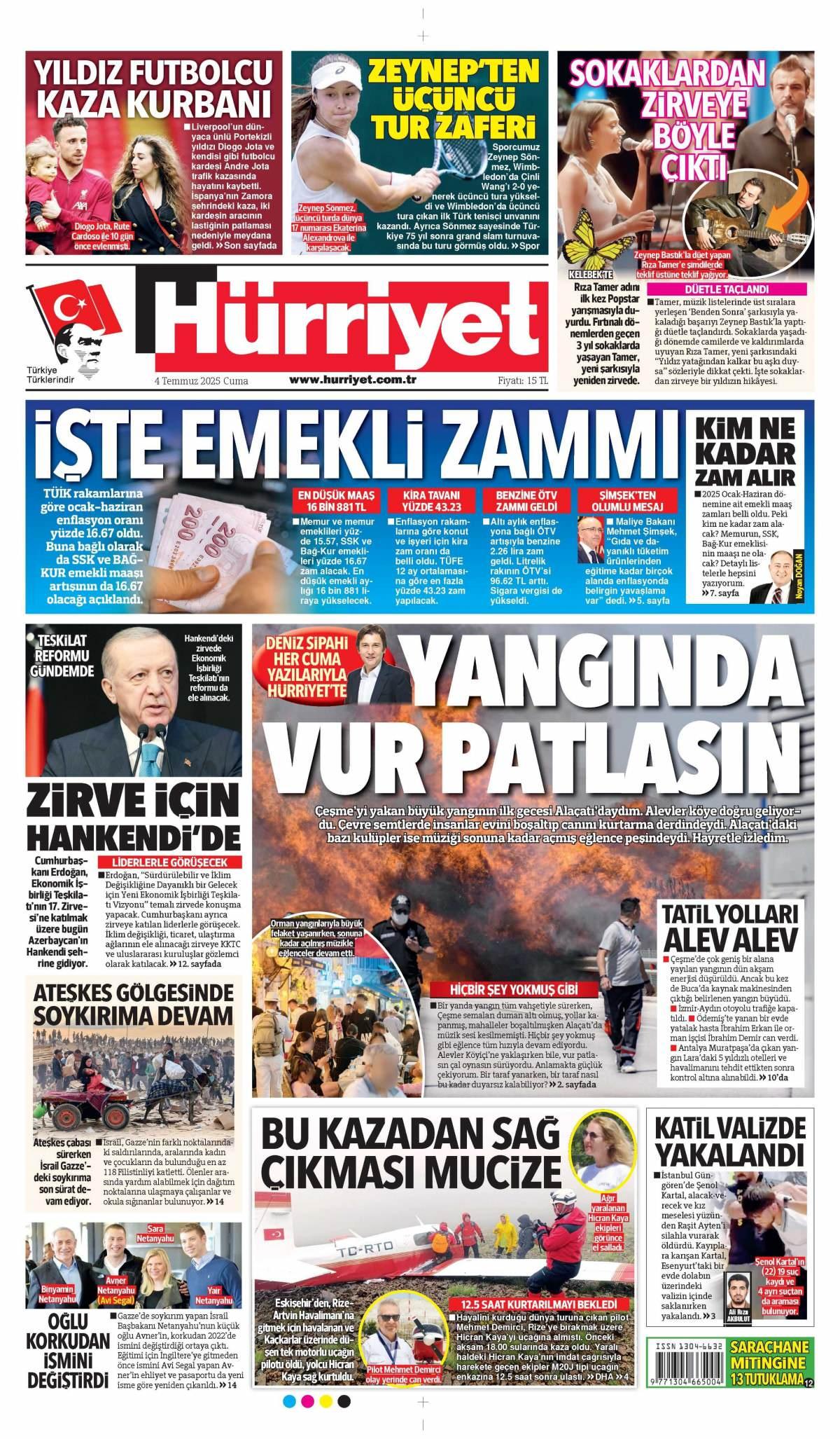 Hürriyet Gazetesi İlk Sayfası