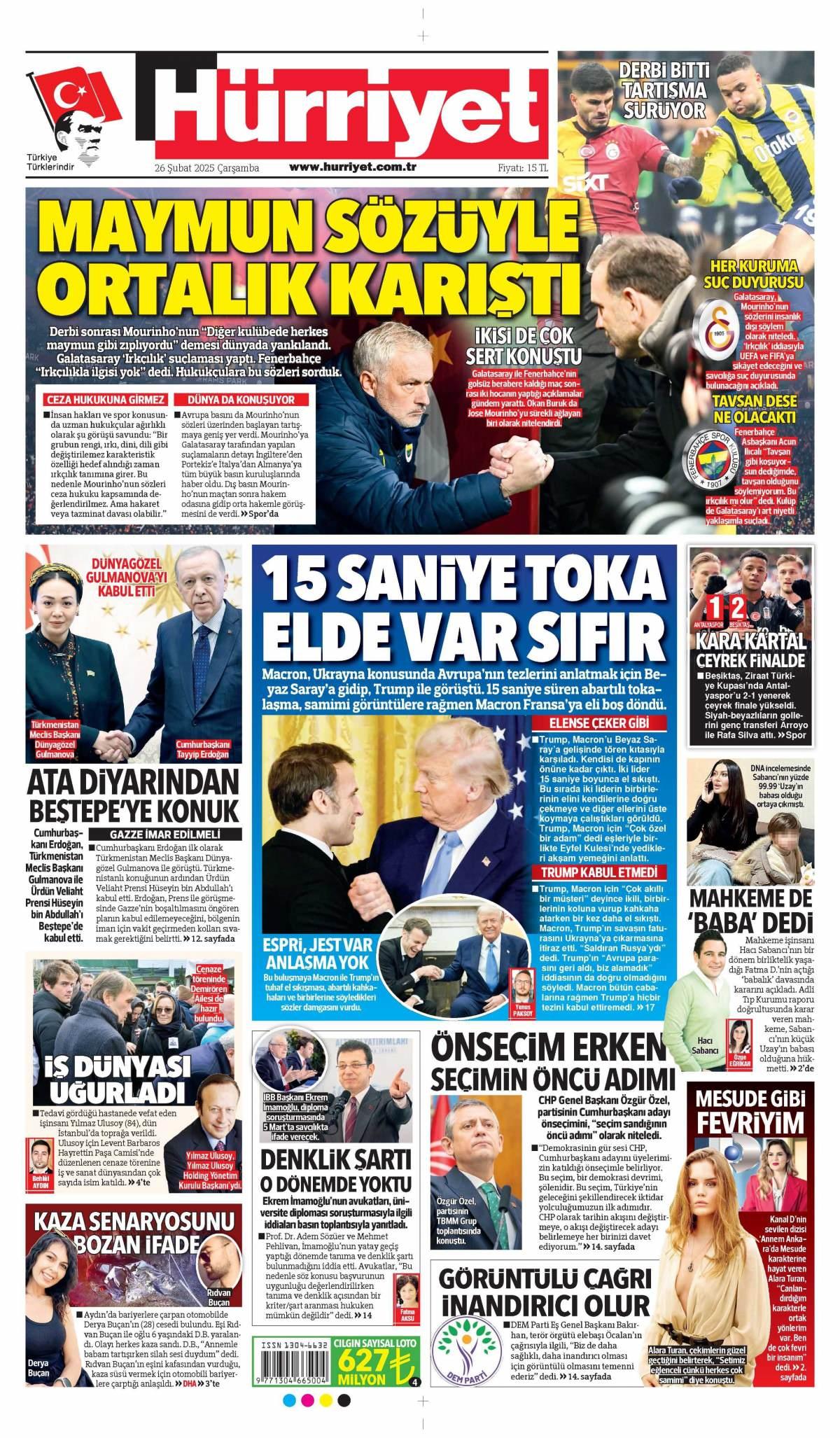 Hürriyet Gazetesi İlk Sayfası